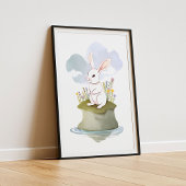 Serene White Rabbit op Meadow Island Poster
