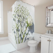 Serene White Rose Floral Art Douchegordijn (In situ)