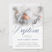 Serene White Script Doop Foto Ontwerp Kaart (Voorkant)