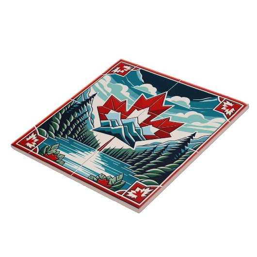 Serene Wilderness: Boeiend Canadees landschap Tegeltje (Zijkant)