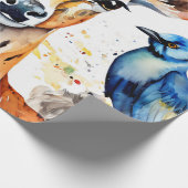 Serene Wildlife Waterverf Collage Cadeaupapier (Hoek)