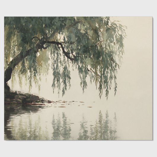 Serene Wilgenboom Reflectie Natuur Kunst (11) Cadeaupapier (Vlak)