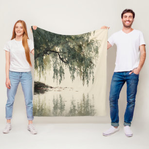 Serene Wilgenboom Reflectie Natuur Kunst (11) Fleece Deken