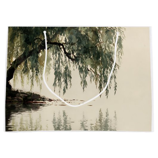 Serene Wilgenboom Reflectie Natuur Kunst (11) Groot Cadeauzakje (Voorkant)