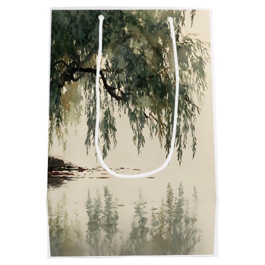 Serene Wilgenboom Reflectie Natuur Kunst (11) Medium Cadeauzakje (Achterkant)