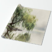 Serene Wilgenboom Reflectie Natuur Kunst (12) Cadeaupapier (Uitgerold)