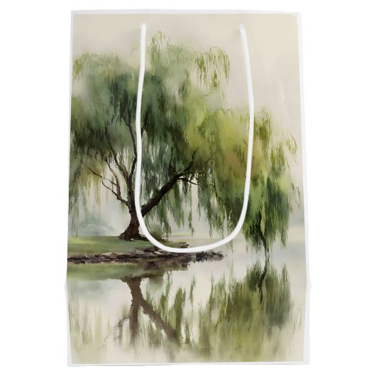 Serene Wilgenboom Reflectie Natuur Kunst (12) Medium Cadeauzakje (Achterkant)