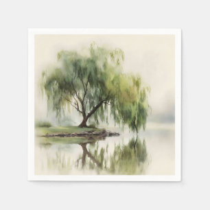 Serene Wilgenboom Reflectie Natuur Kunst (12) Servet