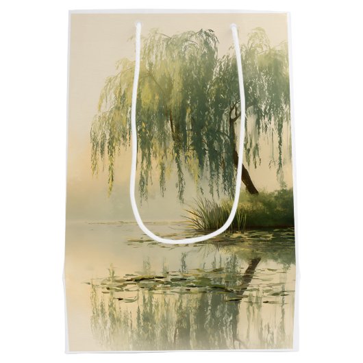 Serene Wilgenboom Reflectie Natuur Kunst (1) Medium Cadeauzakje (Achterkant)