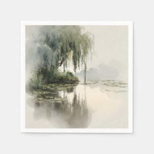 Serene Wilgenboom Reflectie Natuur Kunst (2) Servet