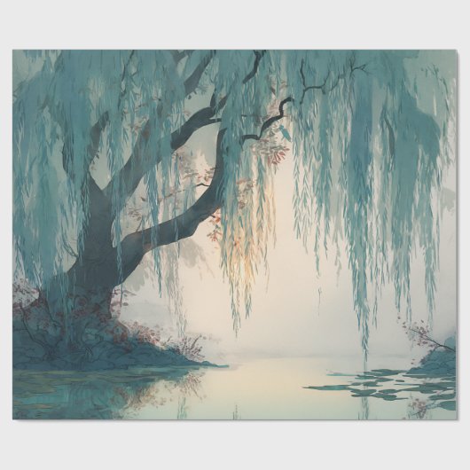 Serene Wilgenboom Reflectie Natuur Kunst (3) Cadeaupapier (Vlak)