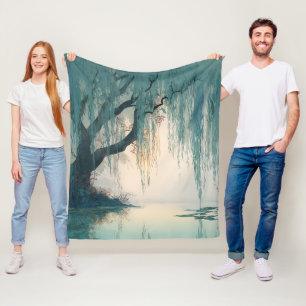 Serene Wilgenboom Reflectie Natuur Kunst (3) Fleece Deken