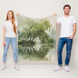 Serene Wilgenboom Reflectie Natuur Kunst (5) Fleece Deken