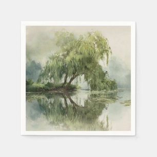 Serene Wilgenboom Reflectie Natuur Kunst (5) Servet