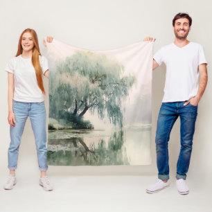 Serene Wilgenboom Reflectie Natuur Kunst (7) Fleece Deken