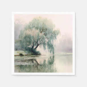 Serene Wilgenboom Reflectie Natuur Kunst (7) Servet