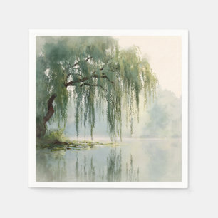Serene Wilgenboom Reflectie Natuur Kunst (9) Servet