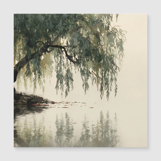 Serene Willow Tree Reflection Nature Art (11) (Voorkant)