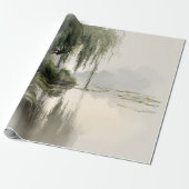 Serene Willow Tree Reflection Nature Art (2) Cadeaupapier (Uitgerold)
