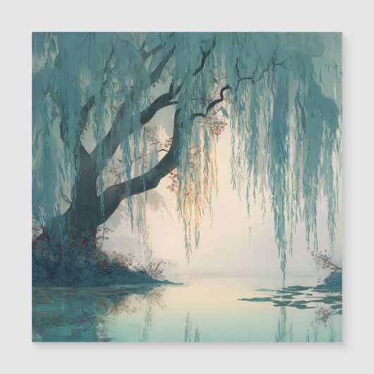 Serene Willow Tree Reflection Nature Art (3) (Voorkant)