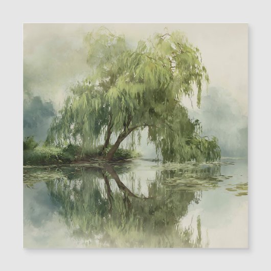 Serene Willow Tree Reflection Nature Art (5) (Voorkant)