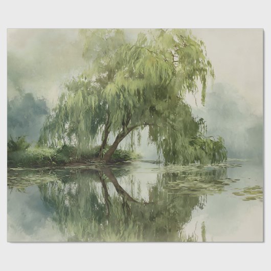 Serene Willow Tree Reflection Nature Art (5) Cadeaupapier (Vlak)
