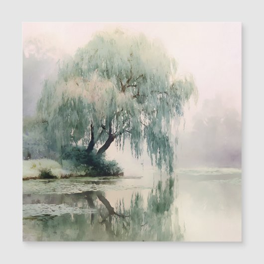 Serene Willow Tree Reflection Nature Art (7) (Voorkant)