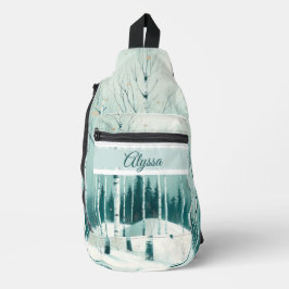 Serene Winter Birch Forest Sling Bag