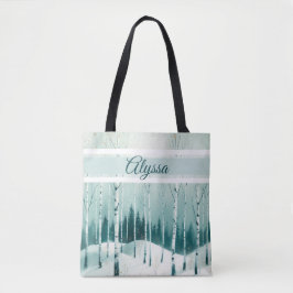 Serene Winter Birch Forest Tote Bag