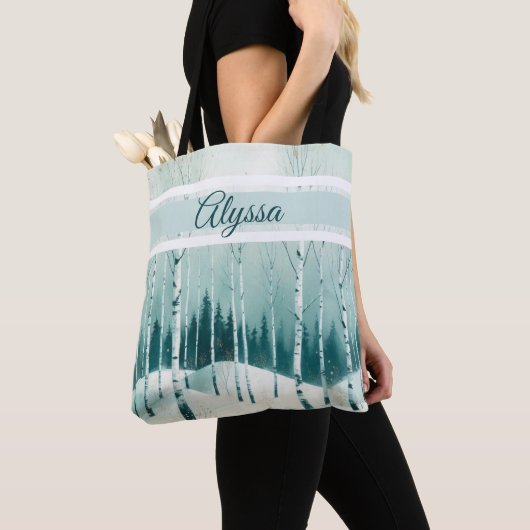 Serene Winter Birch Forest Tote Bag (Dichtbij)