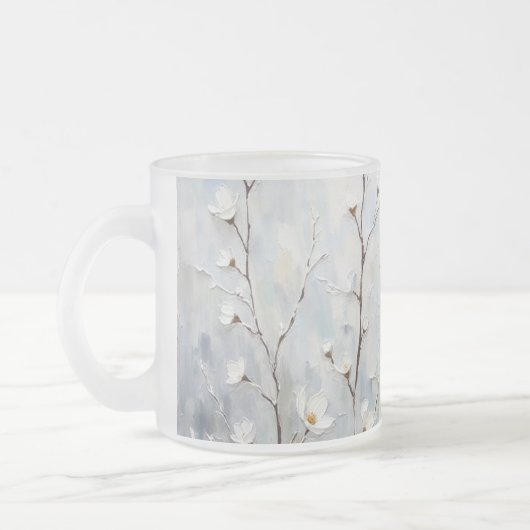 Serene Winter Blossoms Abstract Mug Matglas Koffiemok (Links)