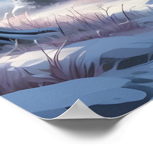 Serene winter bos kunst poster (Hoek)