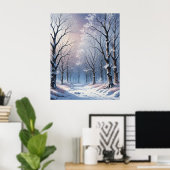 Serene winter bos kunst poster (Thuiskantoor)