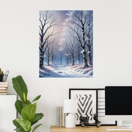 Serene winter bos kunst poster (Thuiskantoor)