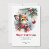 Serene Winter Fawn Snowy Forest Xmas Greeting Xmas Feestdagenkaart (Voorkant)