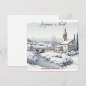 Serene Winter Franse Dorpskerk | Je naam Feestdagenkaart (Voorkant / Achterkant)