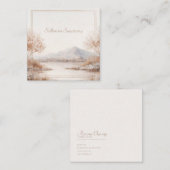 Serene Winter Landscape Gold Frame Frosted Rustic Vierkante Visitekaartje (Voorkant / Achterkant)