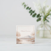 Serene Winter Landscape Gold Frame Frosted Rustic Vierkante Visitekaartje (Staand voorkant)