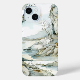 Serene Winter Landschap Telefoonhoes iPhone 15 Case
