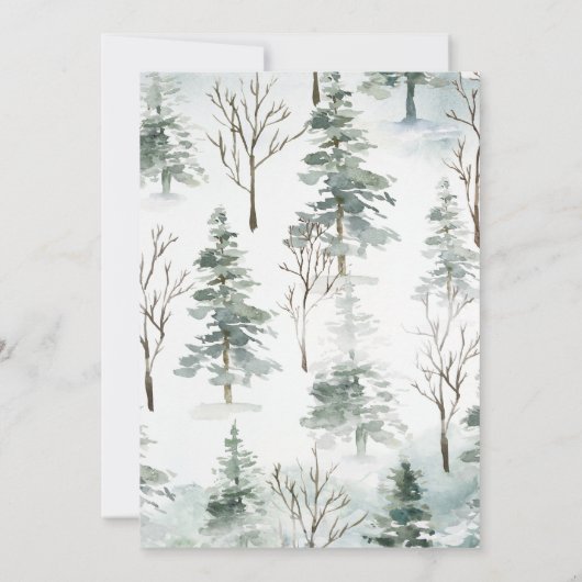 Serene Winter Pine Trees Wedding Kaart (Achterkant)