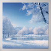 Serene Winter Pond, Calming Winter Scenery Poster (Voorkant)