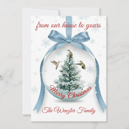 Serene Winter Scene with Hummingbirds Feestdagenkaart (Voorkant)
