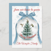 Serene Winter Scene with Hummingbirds Feestdagenkaart (Voorkant / Achterkant)