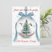 Serene Winter Scene with Hummingbirds Feestdagenkaart (Staand voorkant)