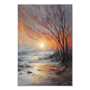 Serene Winter Sunset - Natuur Landschapskunst Foto Afdruk