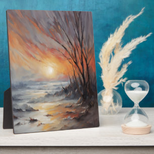 Serene Winter Sunset - Natuur Landschapskunst Fotoplaat