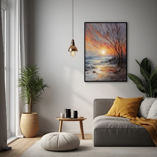 Serene Winter Sunset - Natuur Landschapskunst Poster
