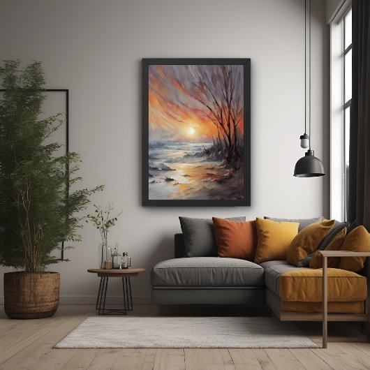 Serene Winter Sunset - Natuur Landschapskunst Poster