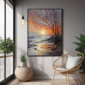 Serene Winter Sunset - Natuur Landschapskunst Poster