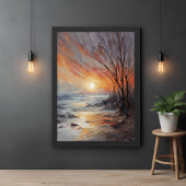 Serene Winter Sunset - Natuur Landschapskunst Poster
